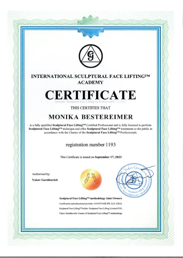 Certificate Sculptural Facelift